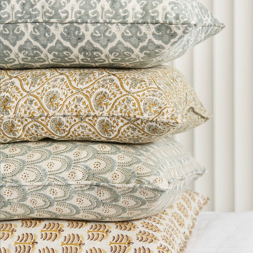 Azores Oak Celadon linen cushion 55x55cm