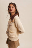 Embroidered Collar Knit Cardigan