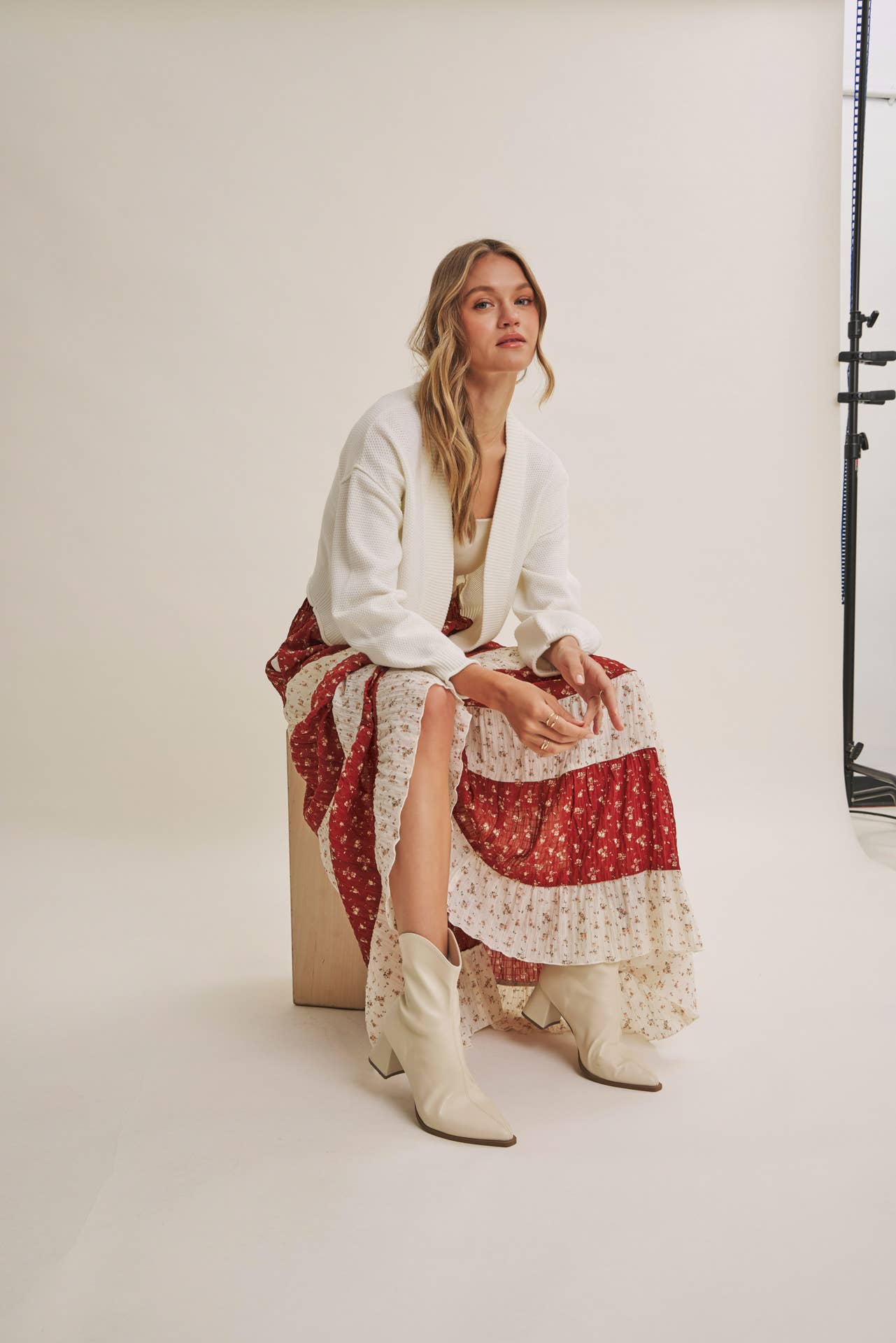 EVERYDAY ESSENTIAL LAYERING WAFFLE CARDIGAN IN BALLON SLVS