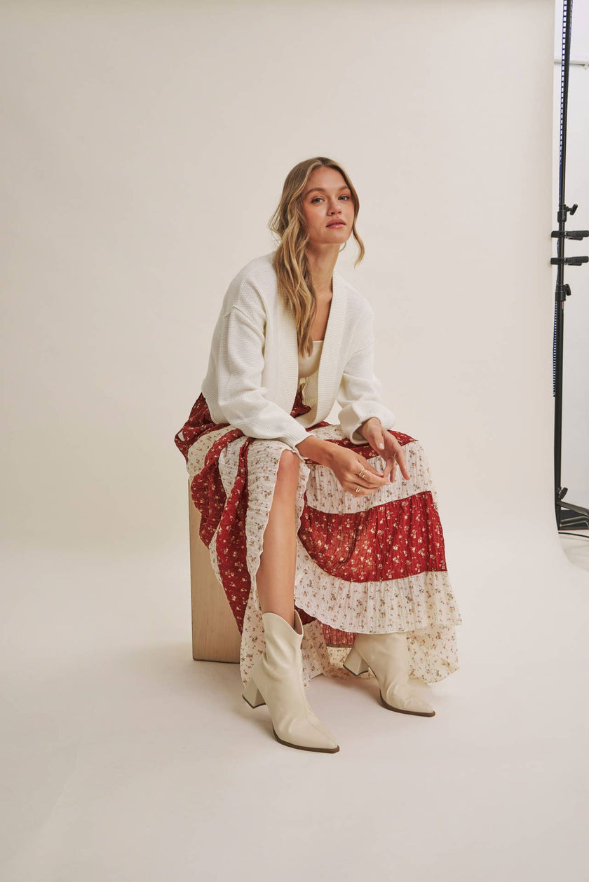 EVERYDAY ESSENTIAL LAYERING WAFFLE CARDIGAN IN BALLON SLVS
