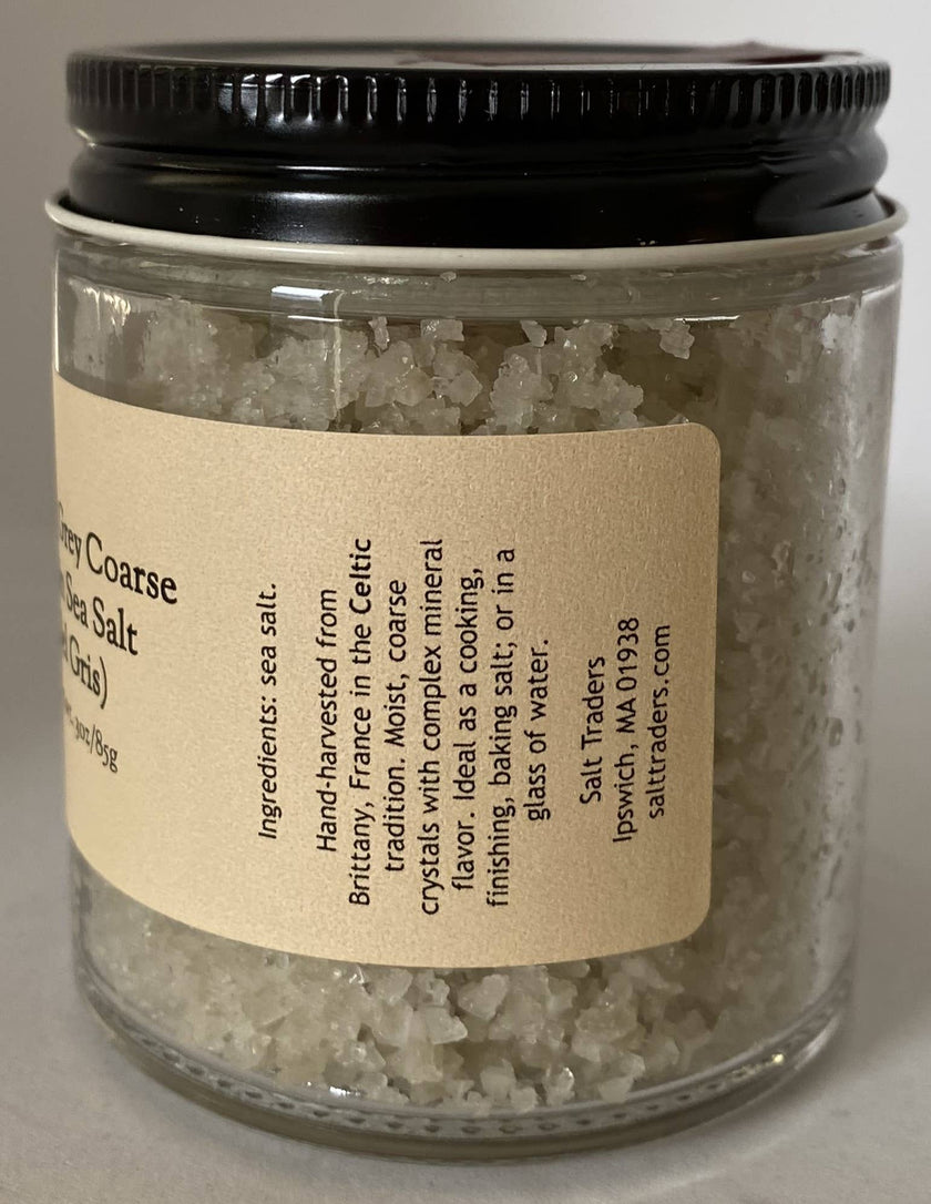 French Grey Sea Salt Coarse Grain Celtic - 3oz. Glass Jar