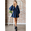 V-neck Puff Sleeve Denim Short Dress
