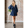 V-neck Puff Sleeve Denim Short Dress