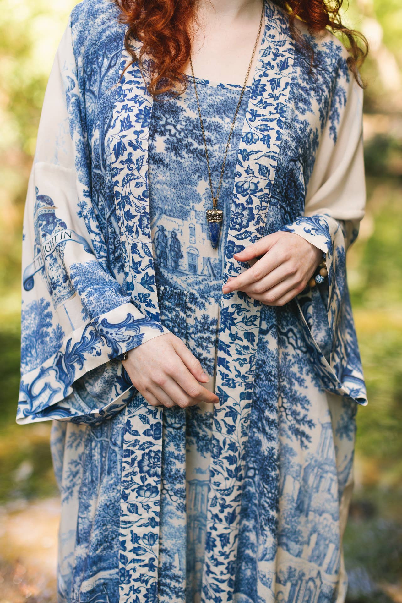 Let The Light In Printed Long Duster Bamboo Kimono Robe