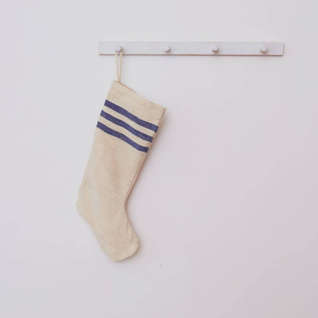 Holiday Christmas Stocking - khadi top stripe