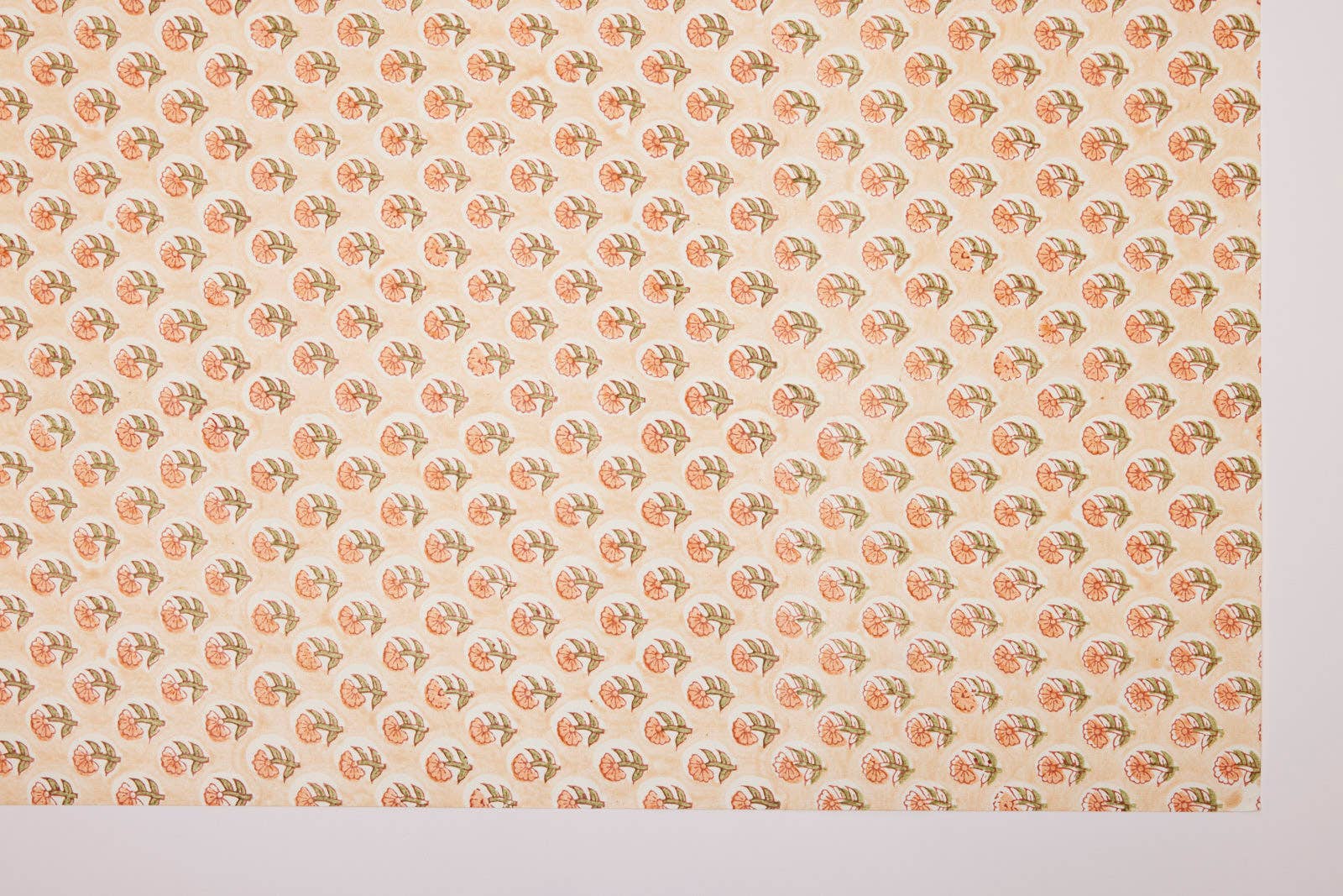 Daisy Coral - Block Printed Wrapping Paper Sheets