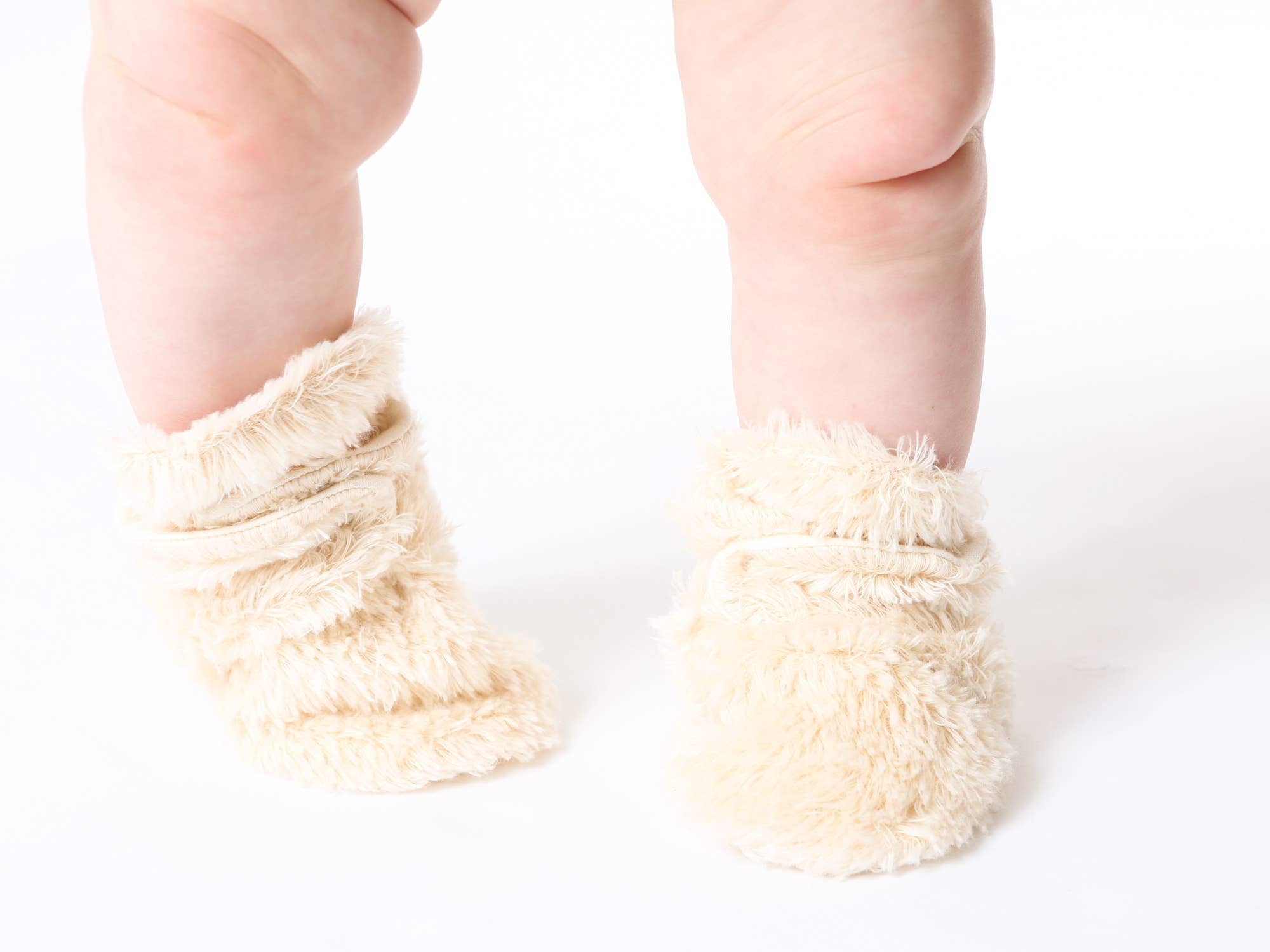 Organic Faux Fur Sherpa Baby Snap Booties: 6-12m