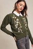 Floral Embroidered Puff Sleeve Cardigan
