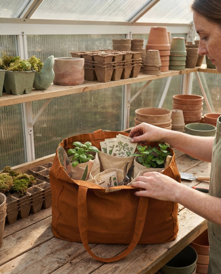 Multi-Pocket 100% Cotton Garden Tote – Terracotta