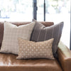 Window Squares in Taupe Cotton Block Print Pillow Cover