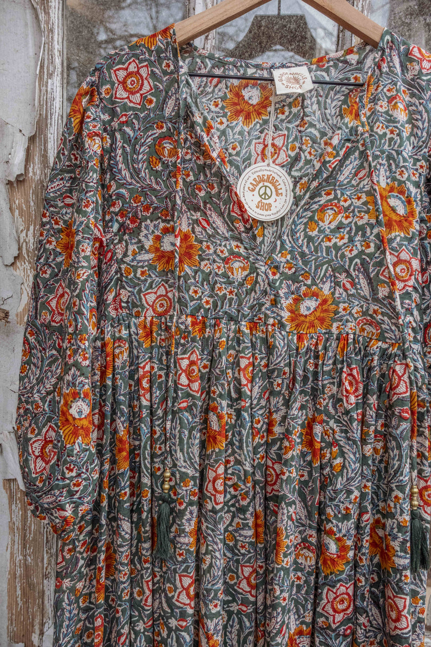 ORGANIC CottonBlock Printed Maxi Dress, Floral MARLOWE Dress