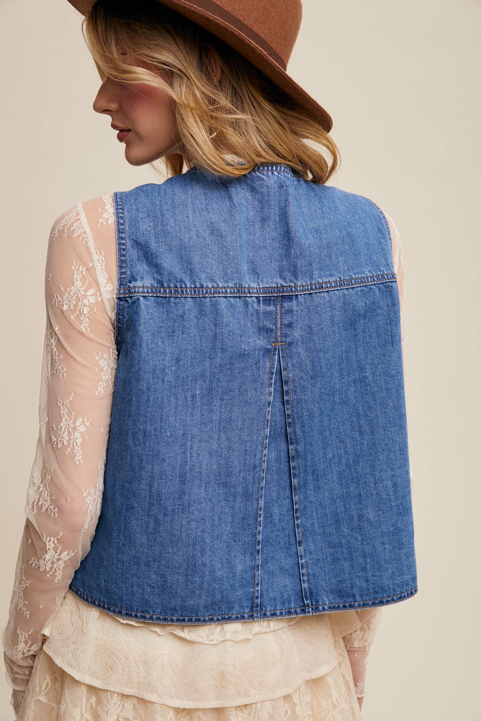 Denim Tie-Front Vest