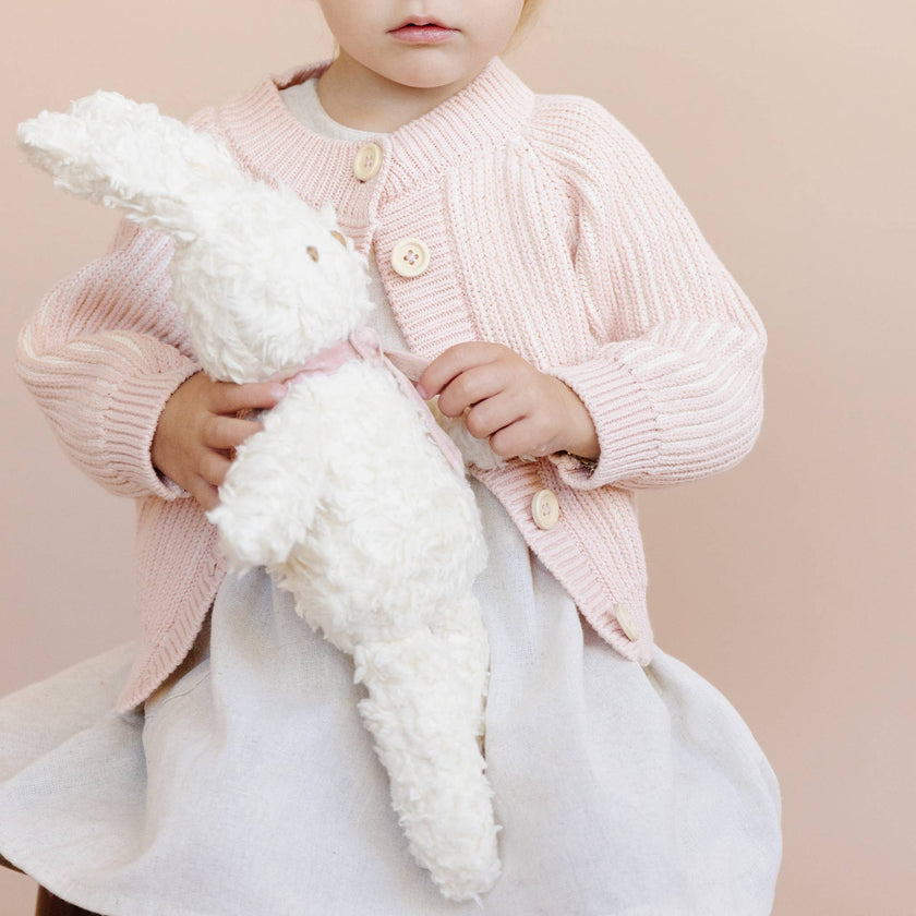 Plush Bunny Pink Velvet Bow Doll Baby Kid Toy Sherpa Cotton