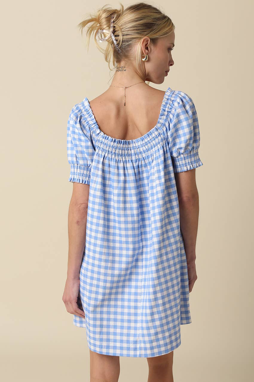 Erin Gingham Smocked Babydoll Dress