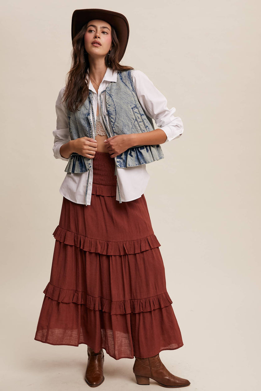 Denim Ruffle Vest