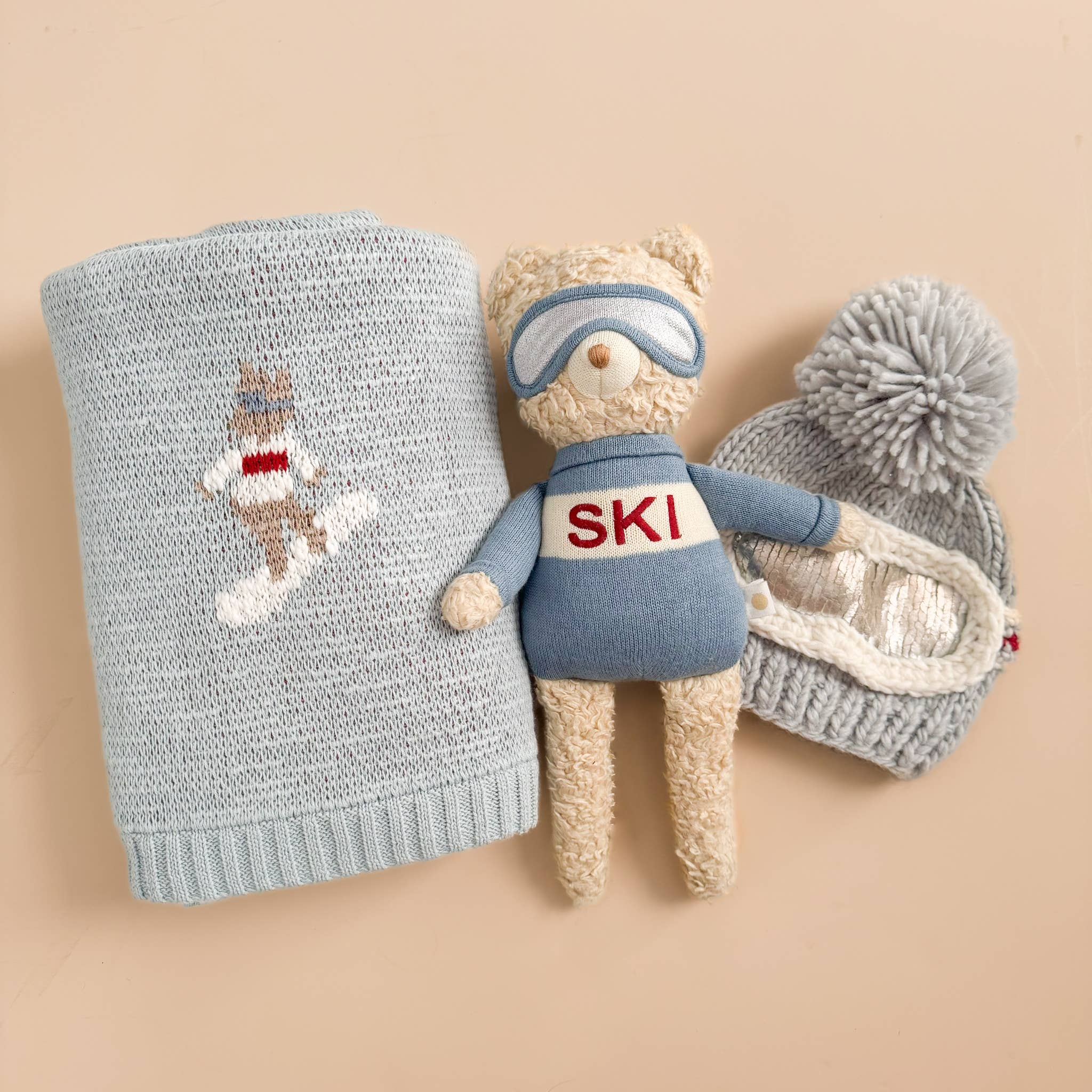 Plush Ski Bear Baby Kids Toy Animal Fall Winter Sport