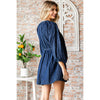 V-neck Puff Sleeve Denim Short Dress