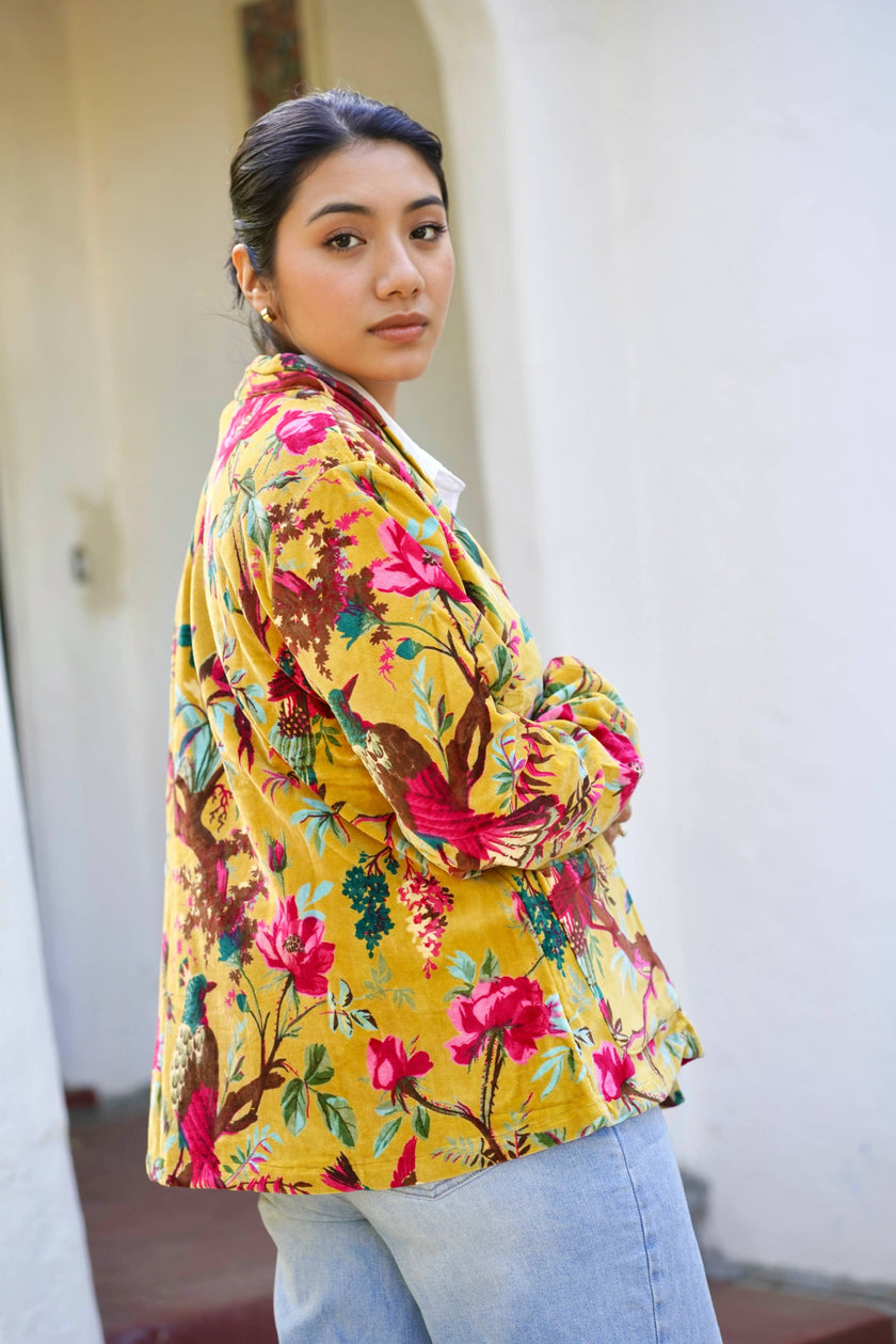 Astrid Velvet Jacket Mustard OS