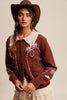 Embroidered Collar Knit Cardigan