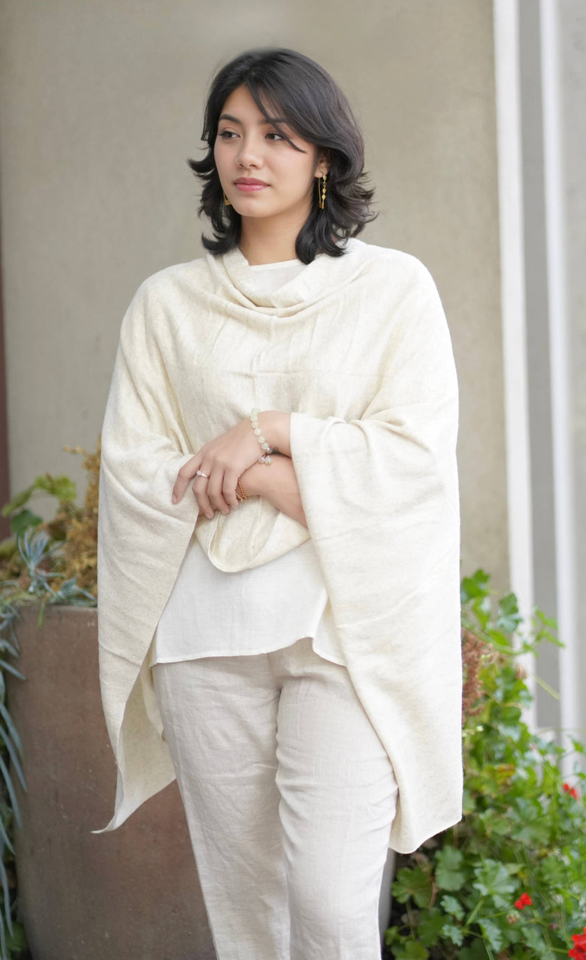 Cashmere Poncho Ivory