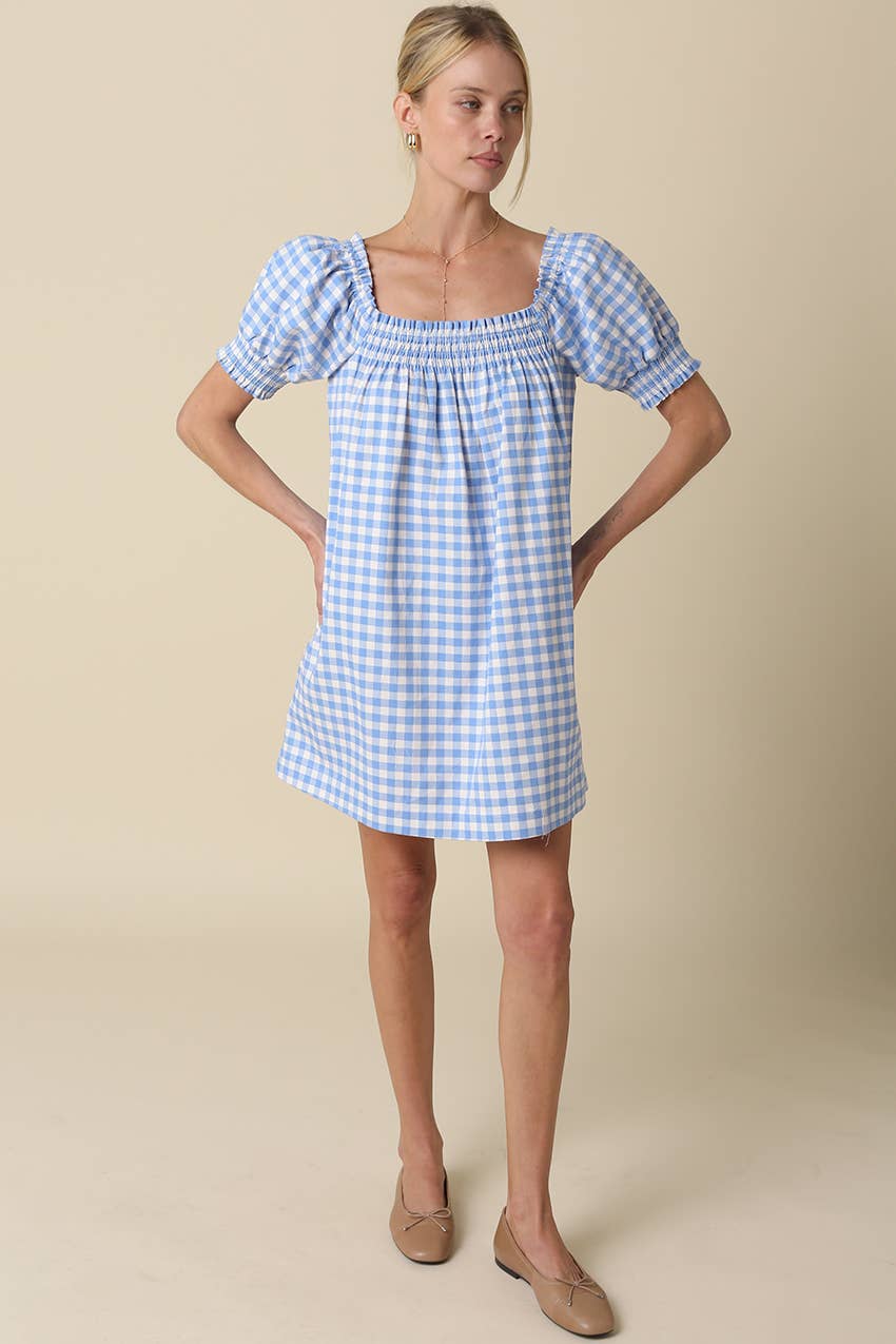 Erin Gingham Smocked Babydoll Dress