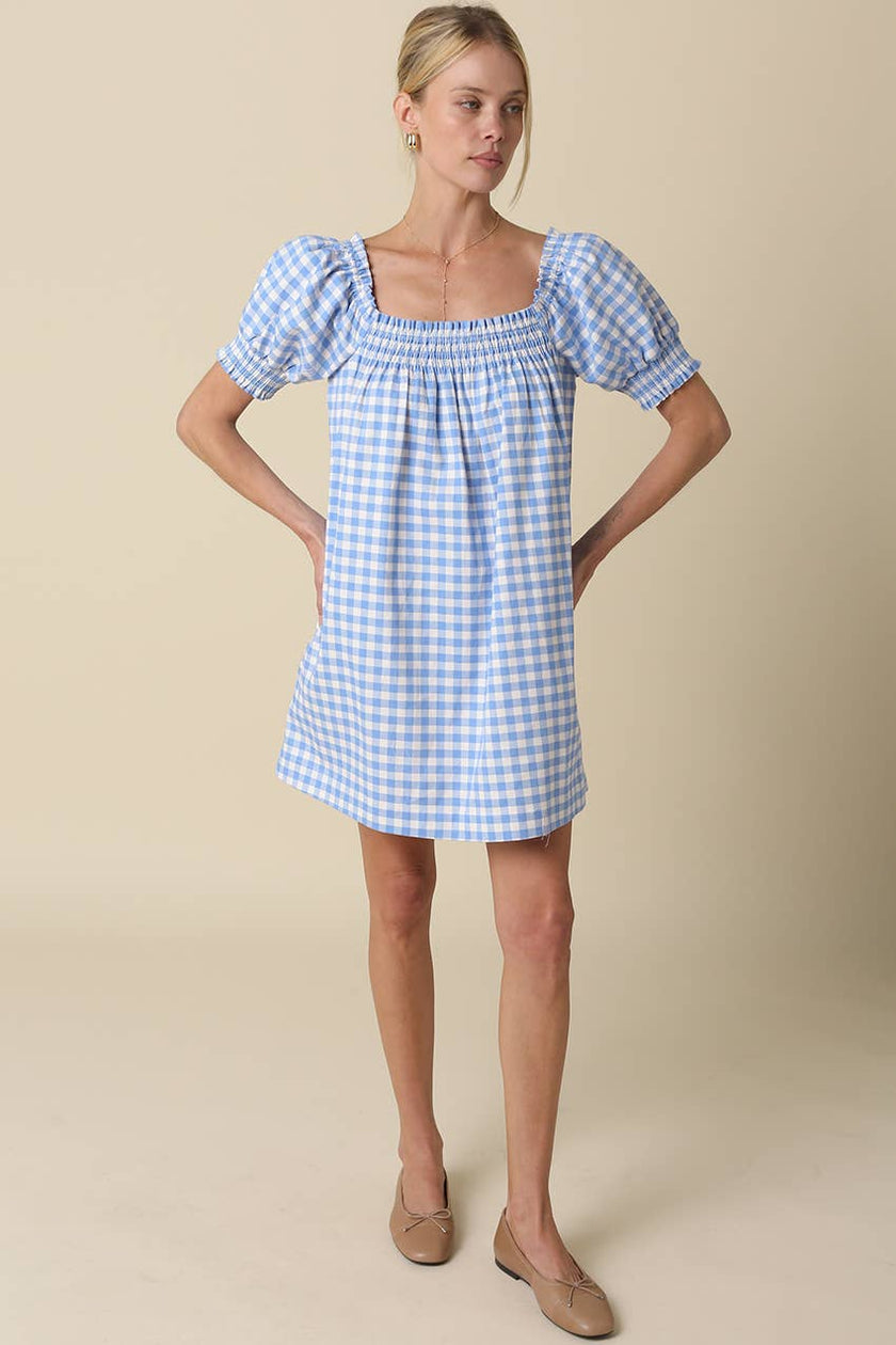 Erin Gingham Smocked Babydoll Dress