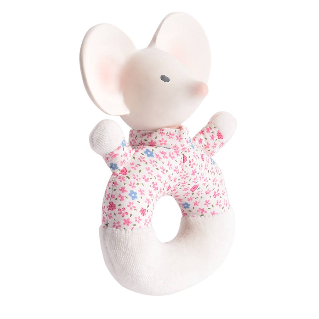 Meiya the Mouse Soft Round Rattle with Rubber Head