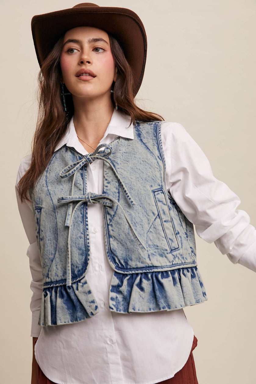 Denim Ruffle Vest