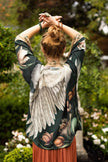 Under My Wing Pixie Crop Kimono w/ Swan & feathers