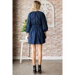 V-neck Puff Sleeve Denim Short Dress