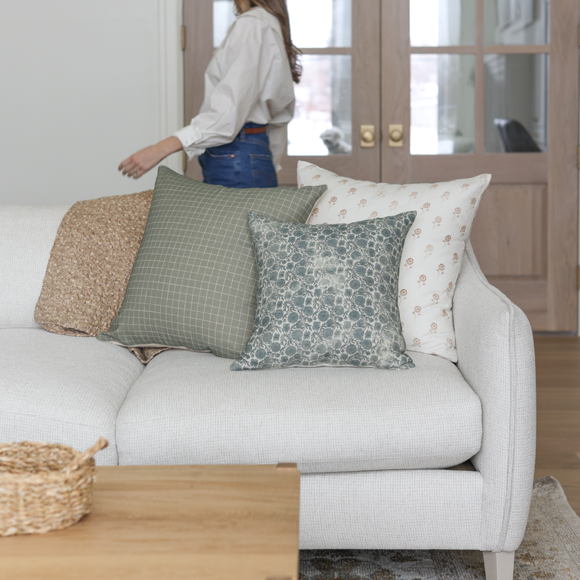 Buttercup Cotton Block Print Pillow Cover