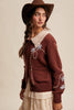 Embroidered Collar Knit Cardigan
