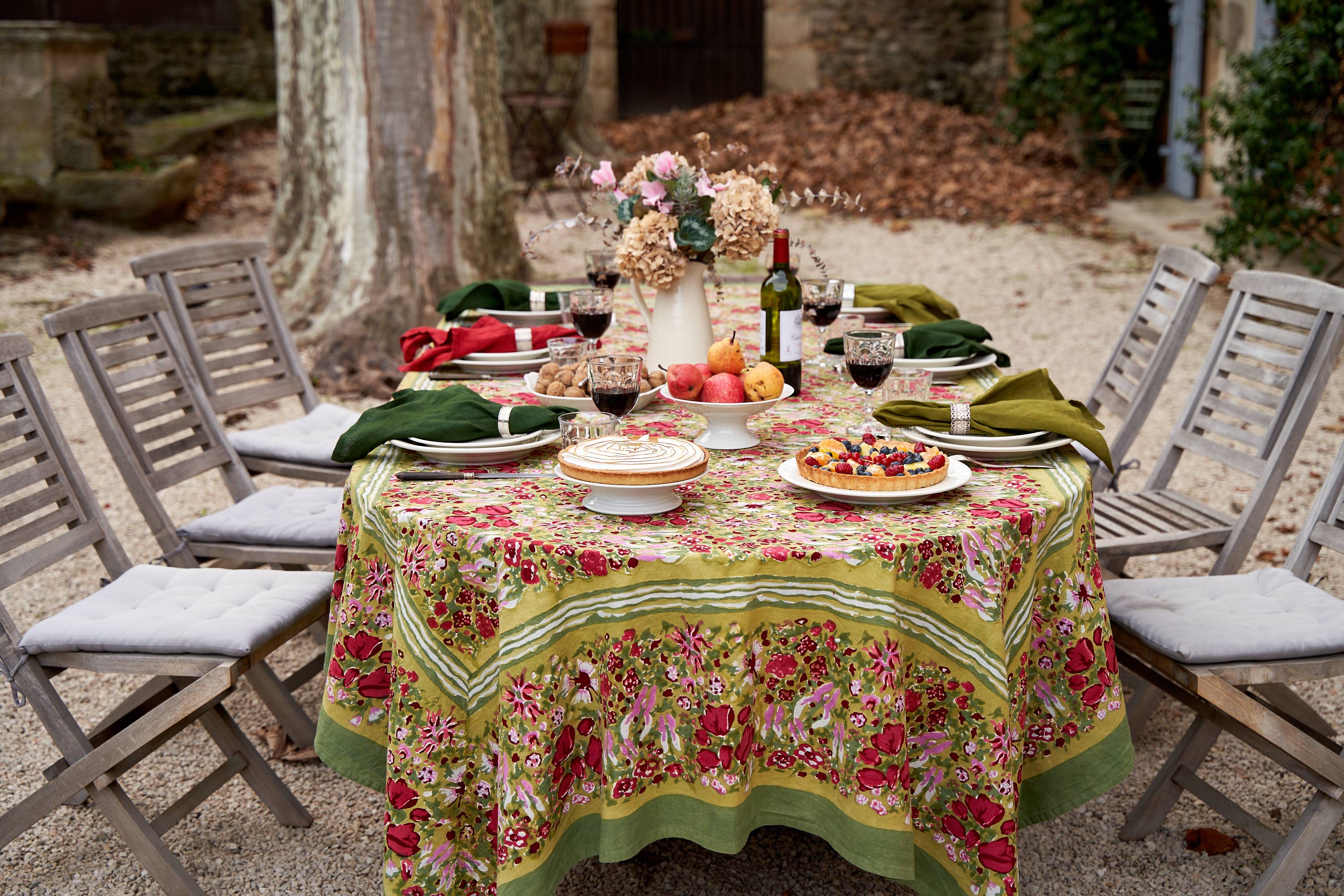 Jardin Red & Green | French Tablecloths