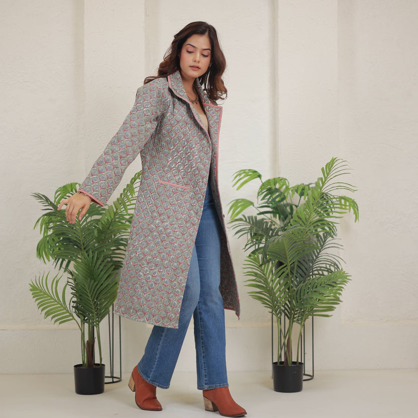 Ultra-lightweight Block Printed Jacket  (Tashma)