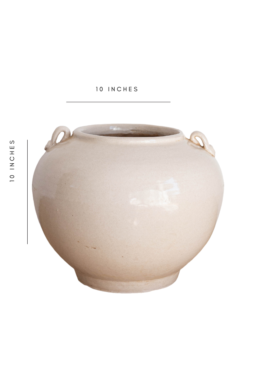 Cream Glazed Vintage Pot Vase