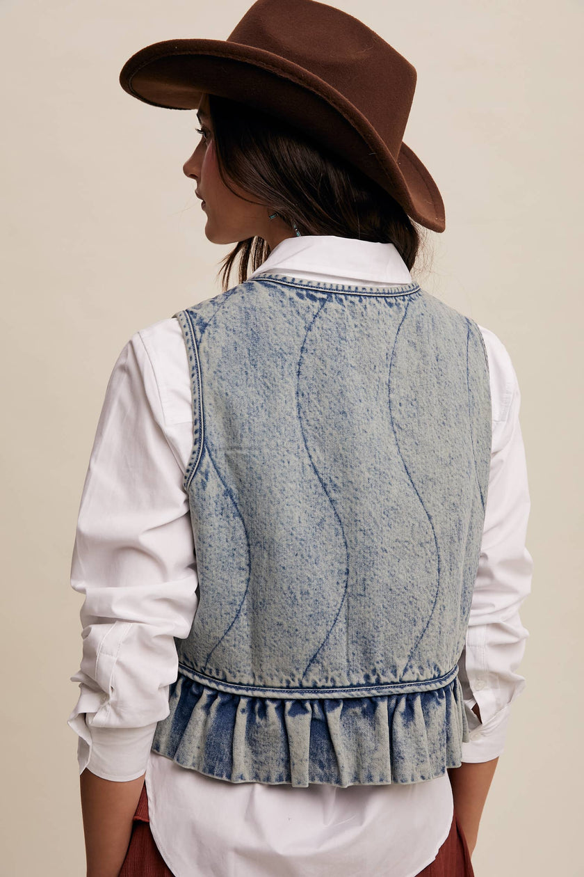Denim Ruffle Vest