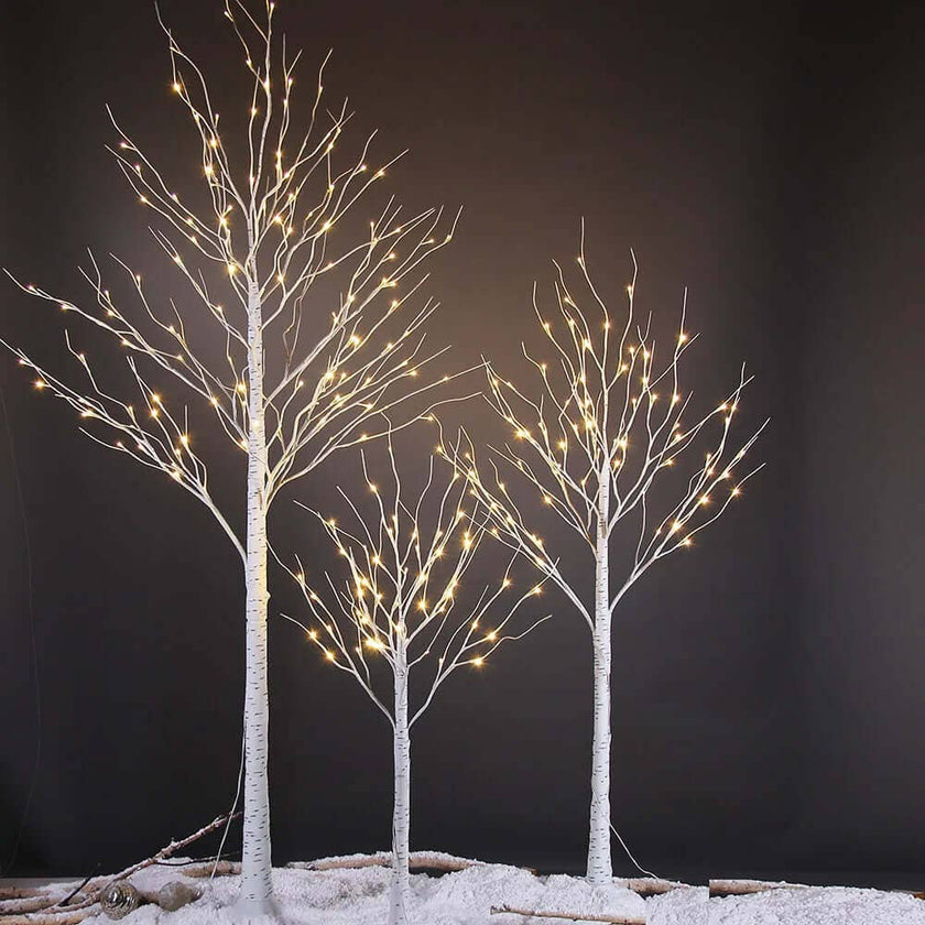 Birch Tree Lights Set of 3 for Christmas Decor, Weddings, and Gif