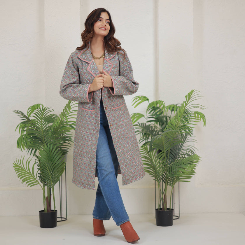 Ultra-lightweight Block Printed Jacket  (Tashma)