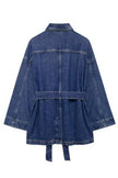 OVERSIZED DENIM JACKET WITH WAIST SASH