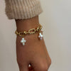 Pearl Cross Charm Bracelet