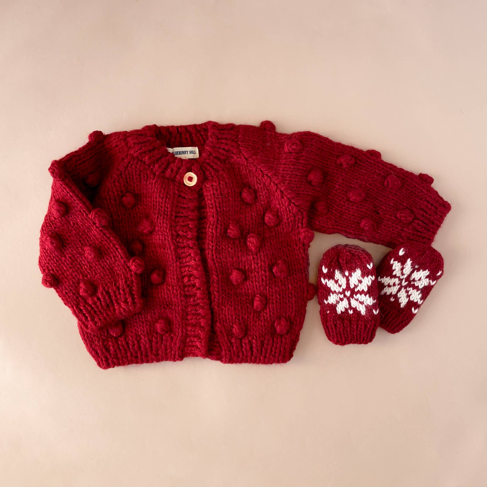 Popcorn Cardigan Red Baby Kid Sweater Valentine Christmas