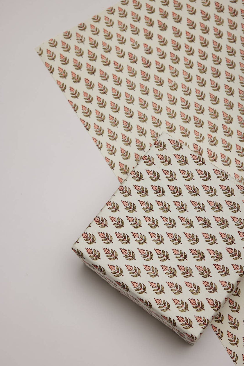 Buti Coral - Block Printed Wrapping Paper Sheet