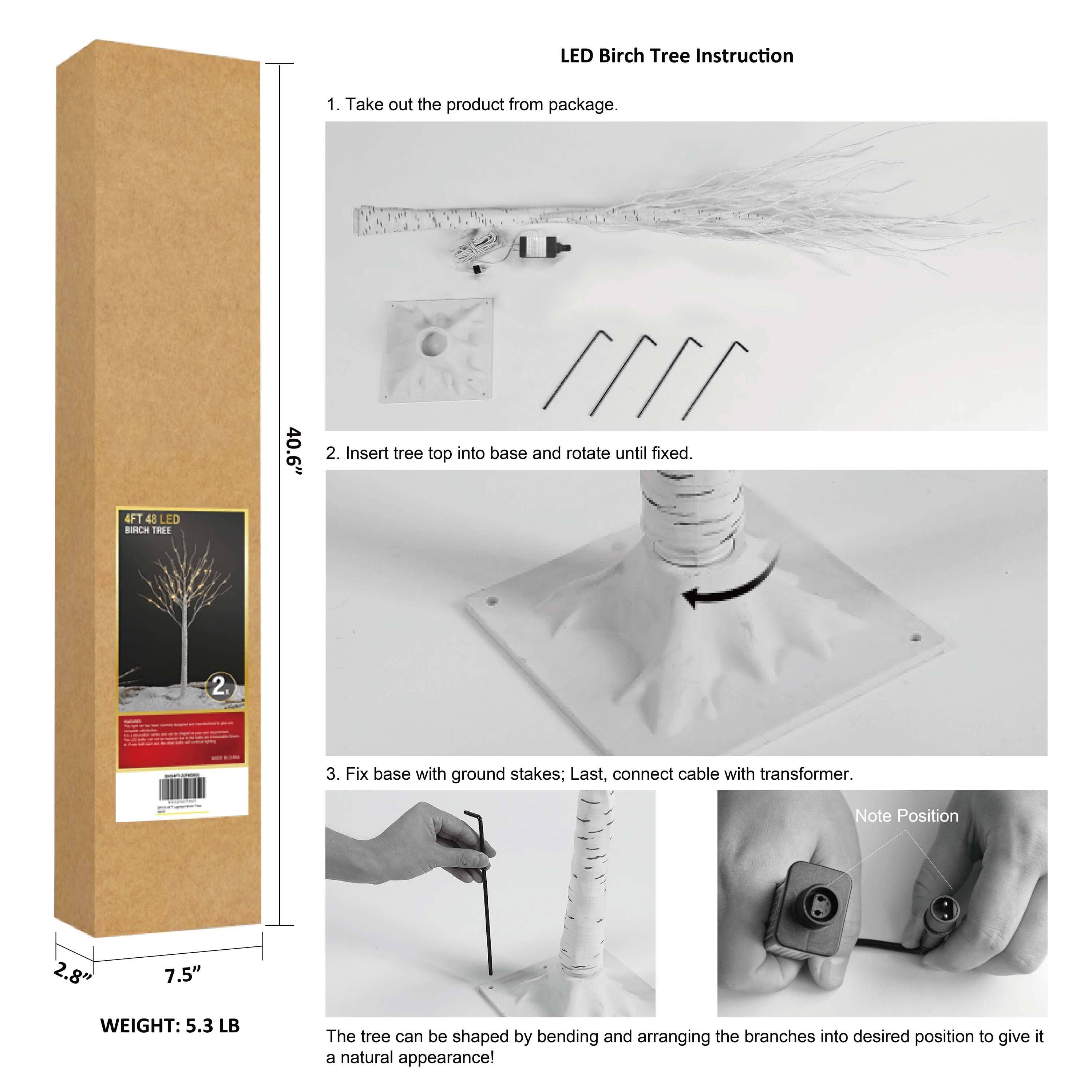 Birch Tree Lights Set of 3 for Christmas Decor, Weddings, and Gif