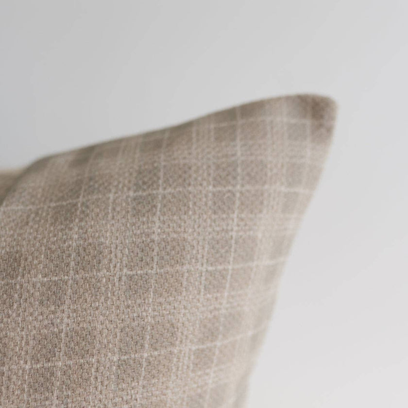 Window Squares in Taupe Cotton Block Print Pillow Cover