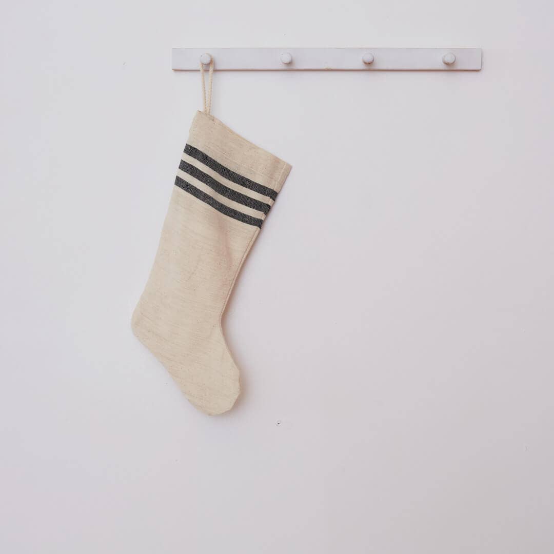 Holiday Christmas Stocking - khadi top stripe