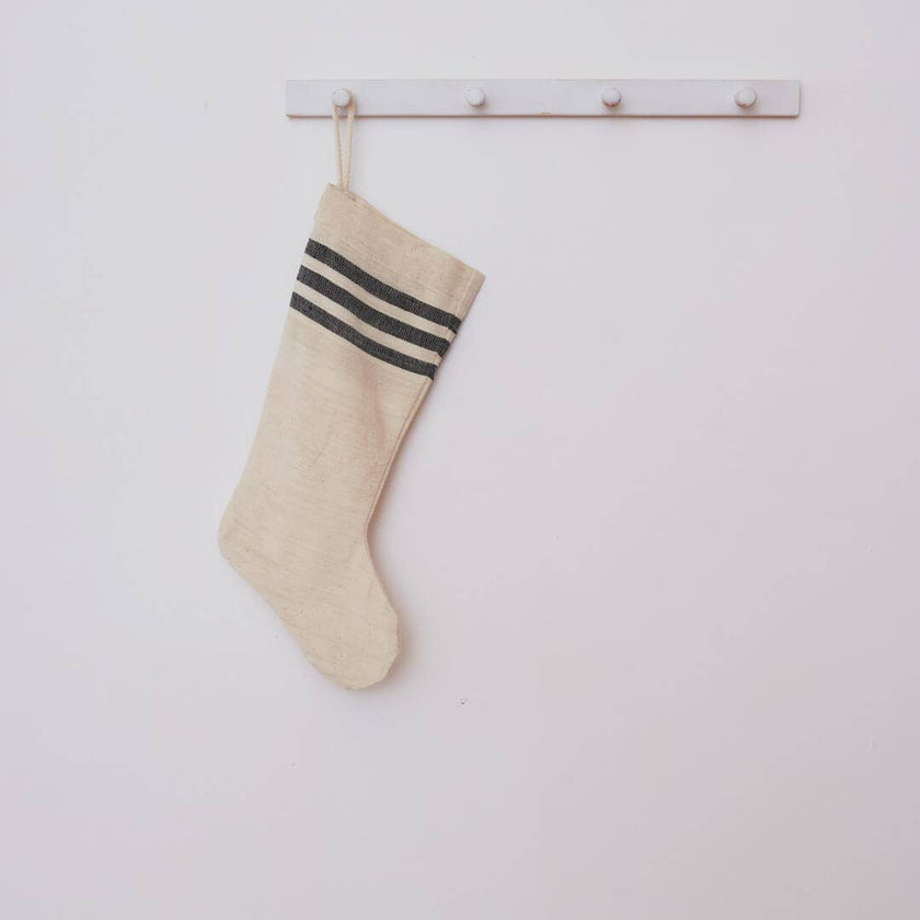 Holiday Christmas Stocking - khadi top stripe