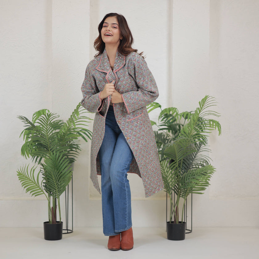 Ultra-lightweight Block Printed Jacket  (Tashma)