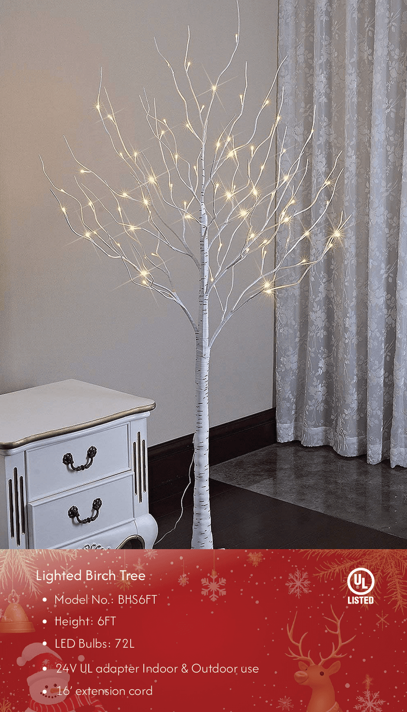 Birch Tree Lights Set of 3 for Christmas Decor, Weddings, and Gif