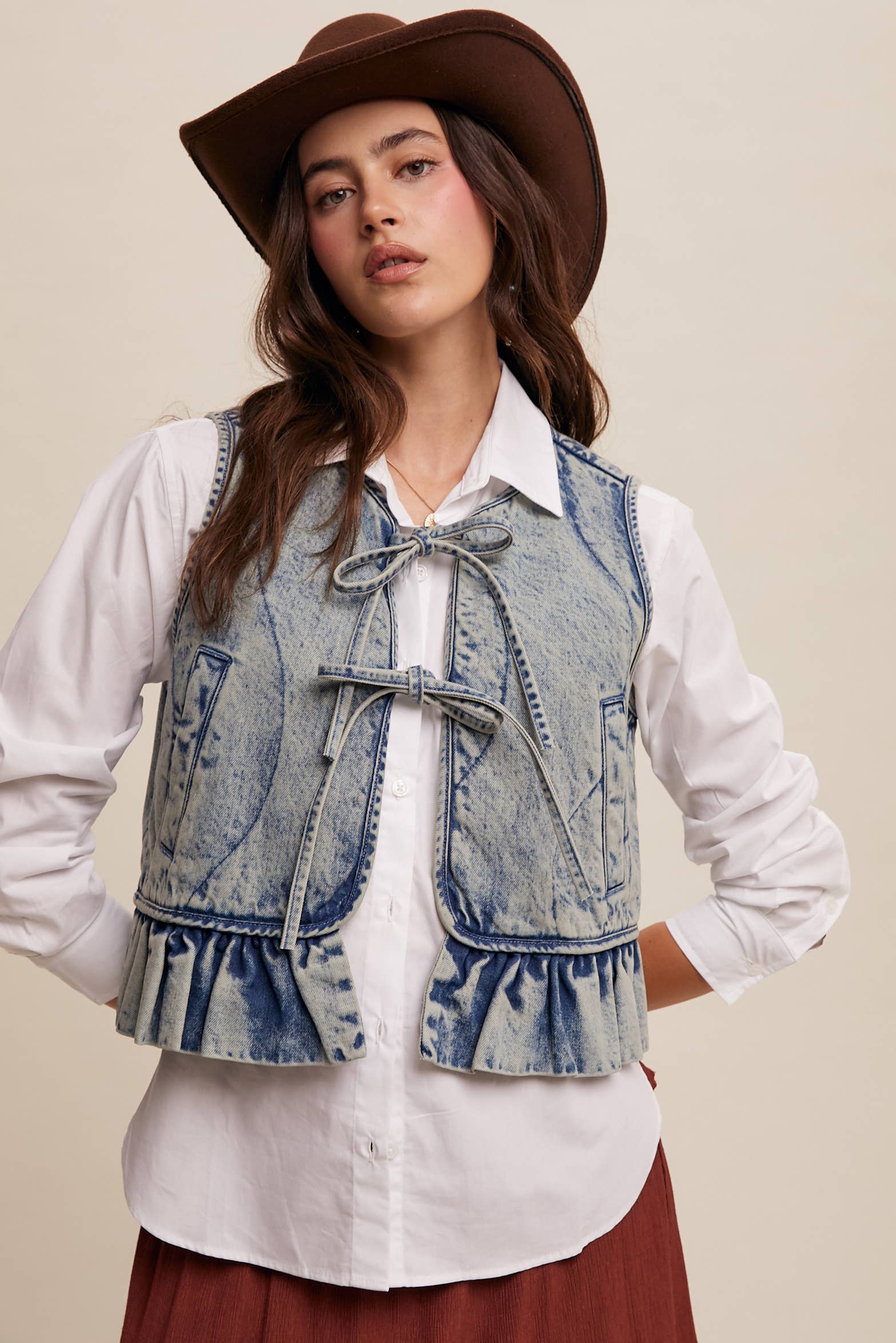 Denim Ruffle Vest