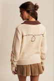 Embroidered Collar Knit Cardigan
